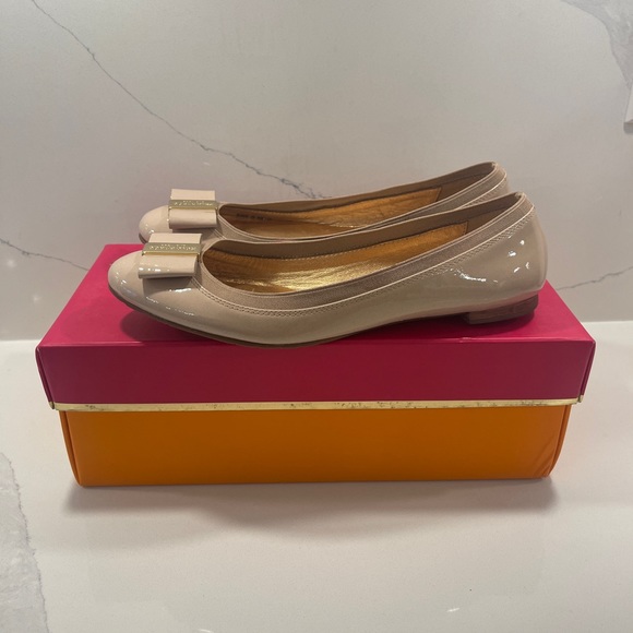 KATE SPADE Tock Bow Ballet Flats Cream/Pink Patent Leather US7.5 - Picture 5 of 8